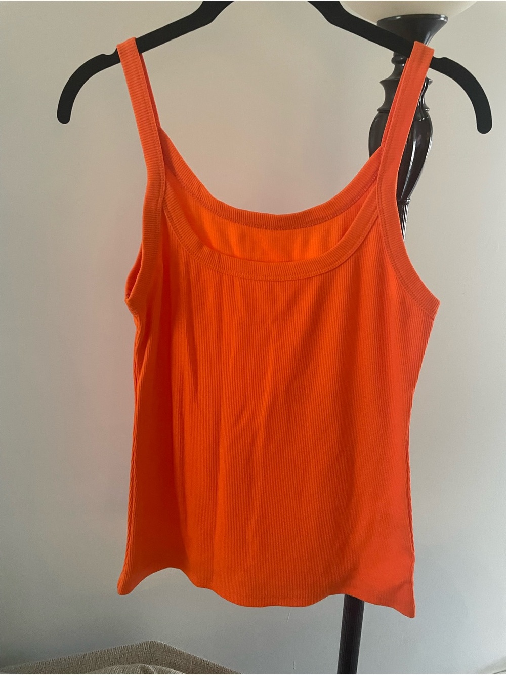 Orange Ribbed Tank Top - Women